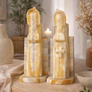 Onyx Monk Book Ends - Repaired & Missing Pieces